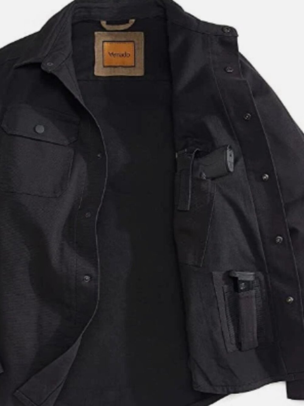 Concealed Carry Flannel Lined Canvas Shirt Jacket - Black